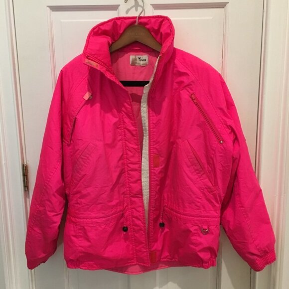 Vintage Obermeyer Sport Jacket Size Ladies 12 HOT NEON PINK - Picture 2 of 11